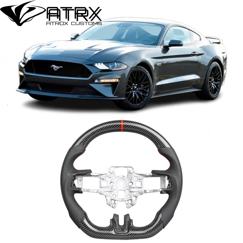 Volante Carbono Piel Red Line Ford Mustang 2018 - 2023